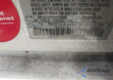 2017 Nissan Sentra S z USA, uszkodzony, nr VIN 3N1AB7AP0HY226529